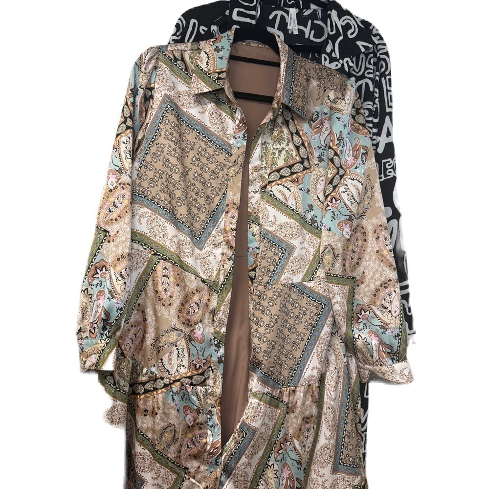 Elegant Multicolor Long Sleeve Dress Bundle of 2 paisley avant- guard funky